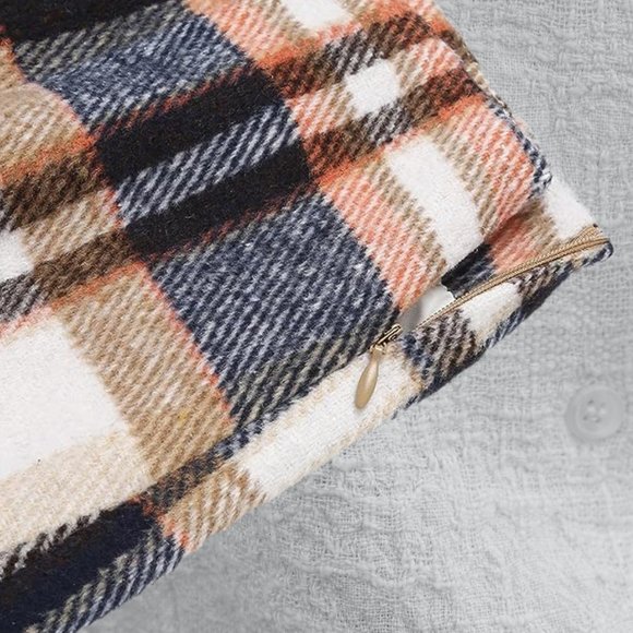 Plaid High Waisted Skirt Womens Mini Short Straight Wool Flannel Winter Fall - Picture 6 of 11